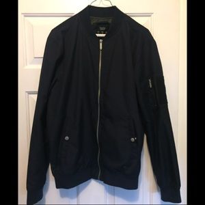 Bershka Navy Blue Spring Bomber Jacket
